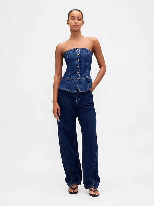 Image number 2 showing, Denim Strapless Crop Vest