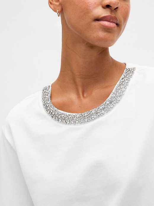 Image number 4 showing, Heavyweight Jewel-Neck Crop T-Shirt