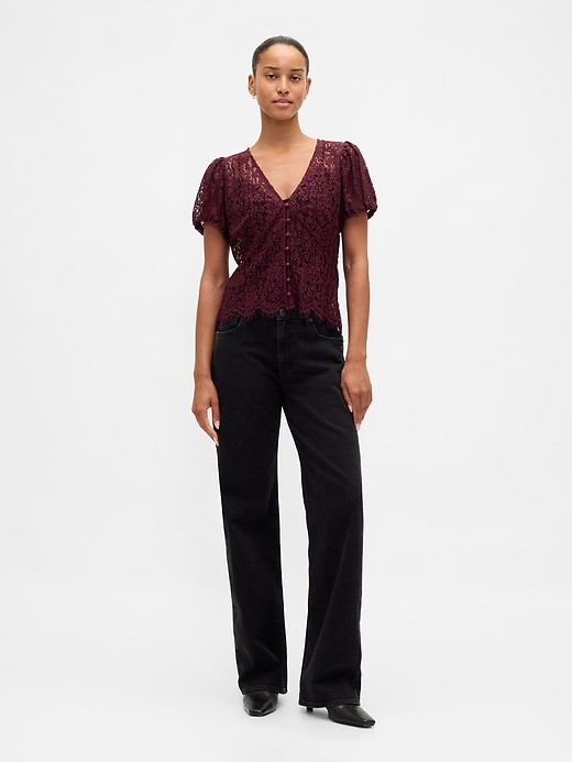 Image number 2 showing, Lace V-Neck Top