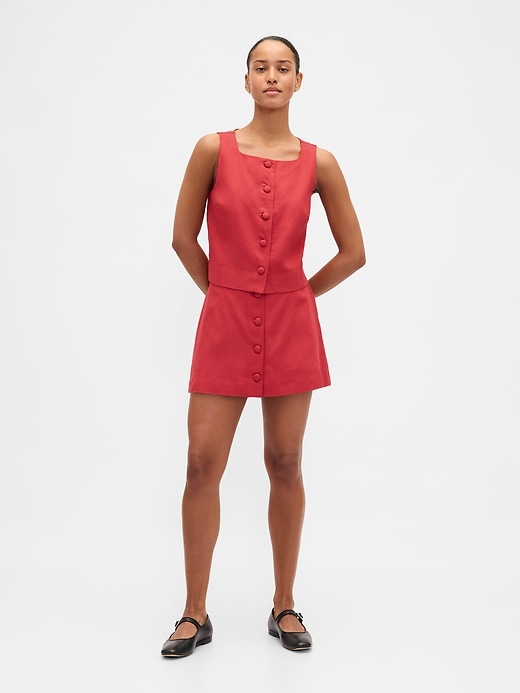 Image number 5 showing, Linen-Blend Button-Front Shell Top
