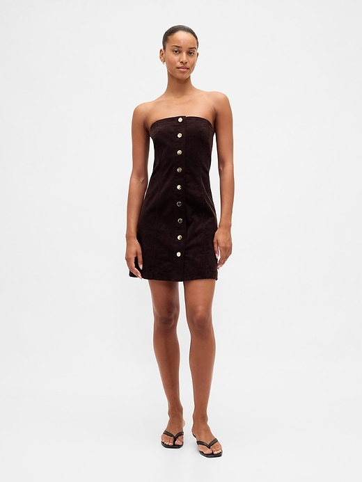 Image number 1 showing, Corduroy Strapless Mini Dress