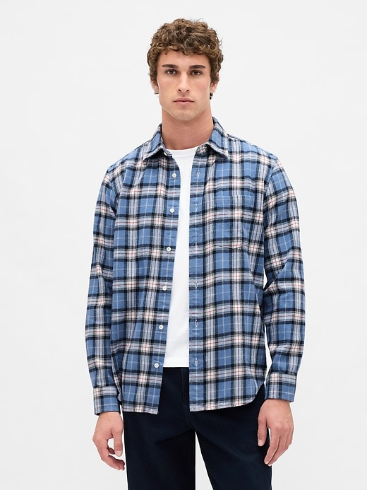 Image number 1 showing, Organic Cotton Relaxed Flannel Shirt