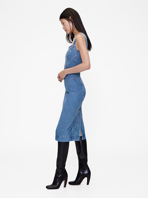 Image number 3 showing, GapStudio Seamed Denim Midi Dress