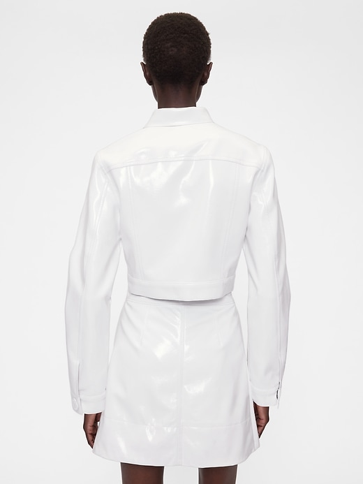 Image number 3 showing, GapStudio Vegan Patent Leather Crop Jacket