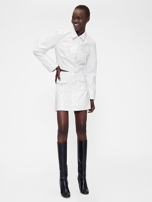 Image number 2 showing, GapStudio Vegan Patent Leather Crop Jacket