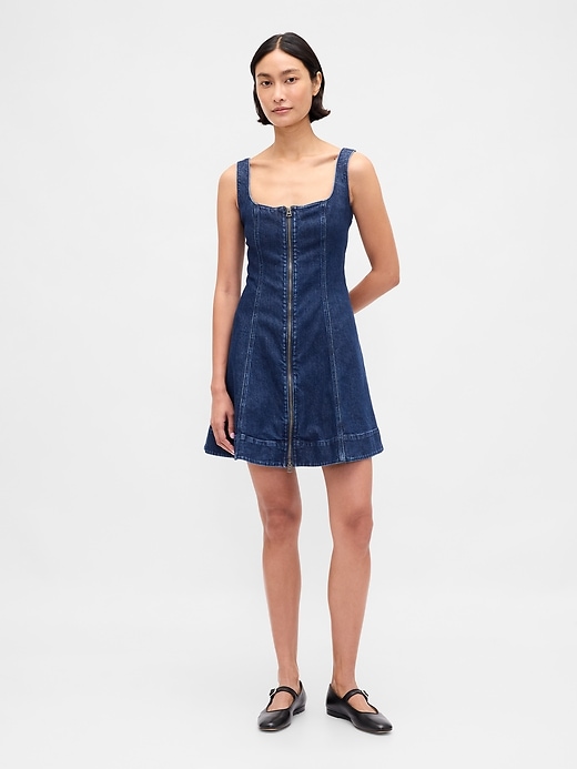 Image number 1 showing, Denim Zip-Front Mini Dress