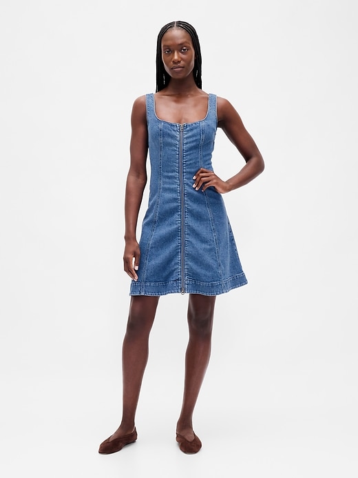 Image number 1 showing, Denim Zip-Front Mini Dress