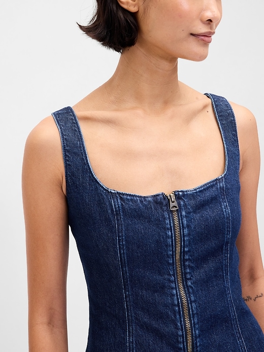 Image number 4 showing, Denim Zip-Front Mini Dress