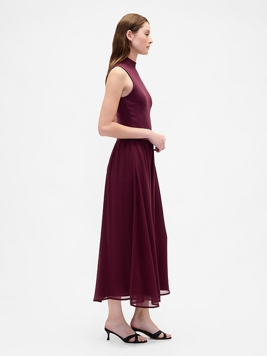 Image number 3 showing, Modern Mockneck Mixed Media Maxi Dress