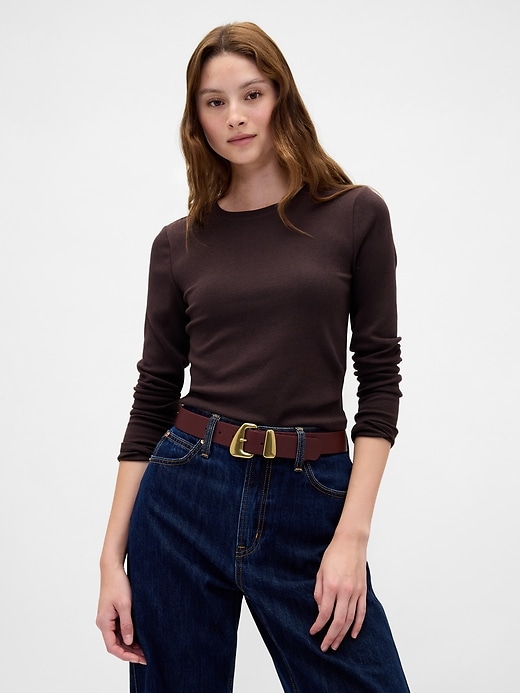 Image number 2 showing, Vegan Leather Pebble Angular Buckle Belt