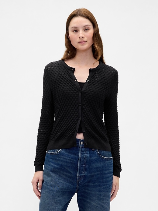 Image number 1 showing, CashSoft Stretch Pointelle Cardigan