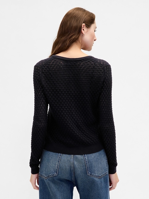 Image number 3 showing, CashSoft Stretch Pointelle Cardigan