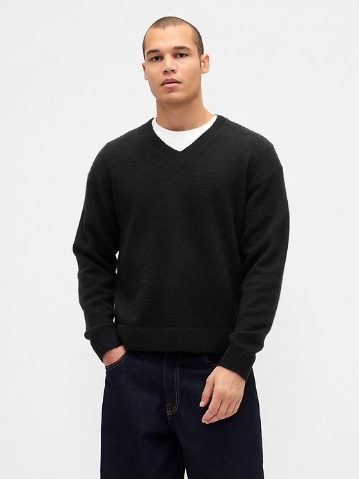 Image number 1 showing, Relaxed V-Neck Crop Sweater