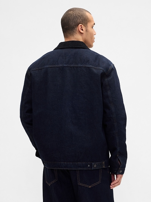 Image number 3 showing, Denim Lined Zip Chore Jacket