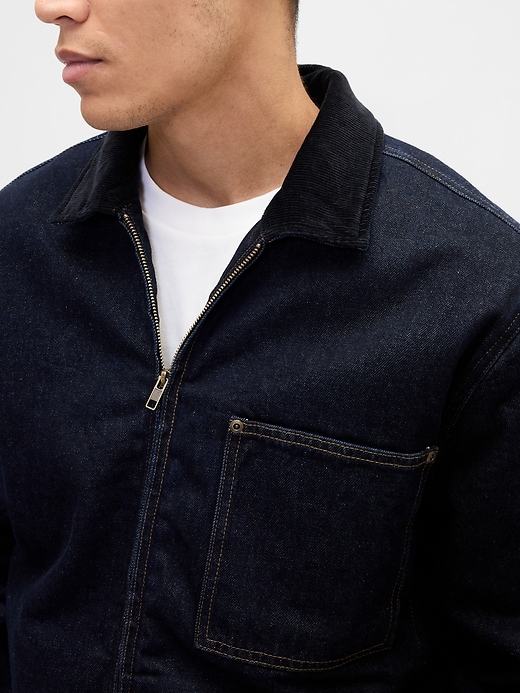 Image number 5 showing, Denim Lined Zip Chore Jacket