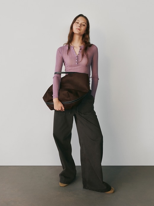 Image number 2 showing, Vegan Suede Bucket Bag