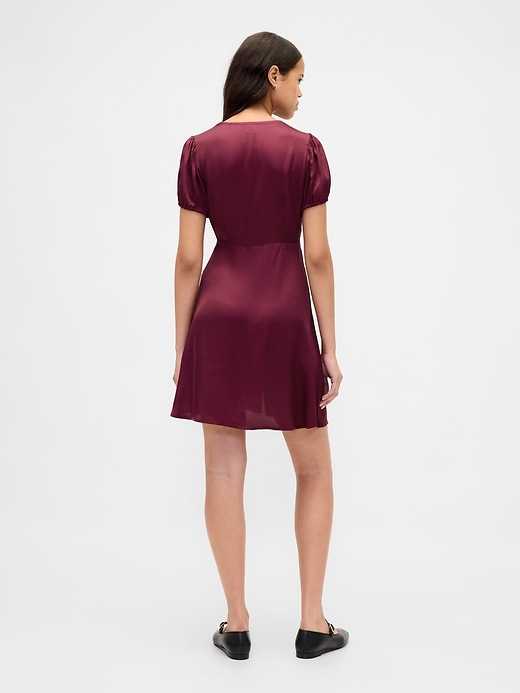 Image number 2 showing, Satin Lace-Trim V-Neck Mini Dress