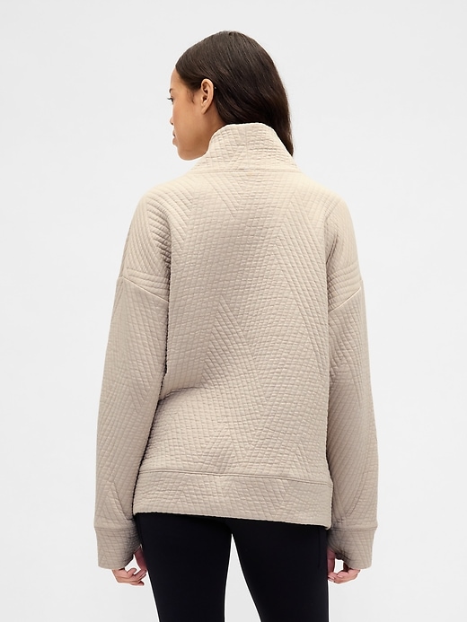 Image number 2 showing, GapFit Quilted Jacquard Knit Funnel-Neck Pullover