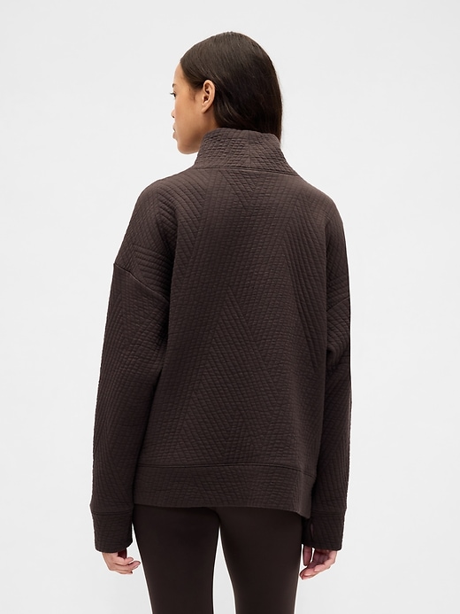 Image number 2 showing, GapFit Quilted Jacquard Knit Funnel-Neck Pullover