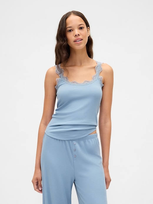 Image number 1 showing, Mini Rib Lace PJ Tank Top
