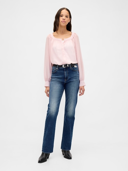 Image number 2 showing, Sheer Button-Front Top