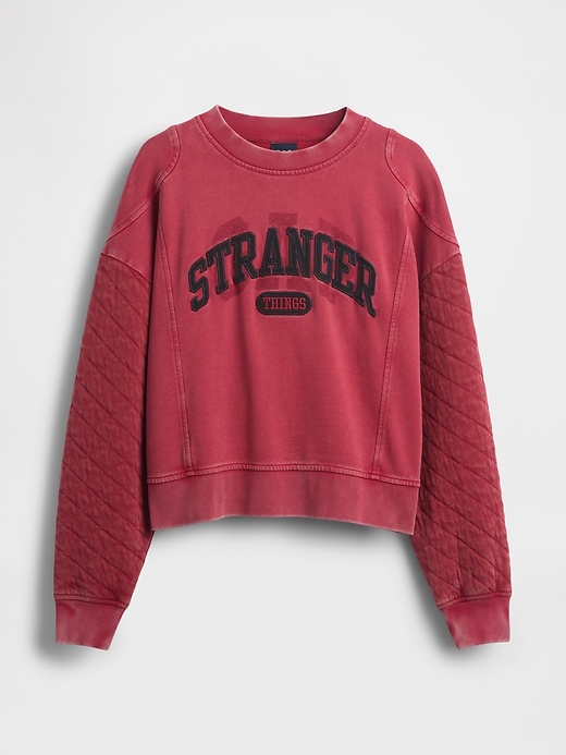 Image number 6 showing, Stranger Things Quilted-Sleeve Logo Sweatshirt