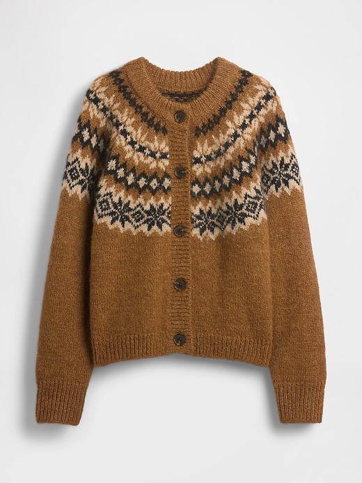 Image number 5 showing, Fuzzy Fair Isle Cardigan Sweater