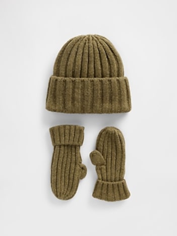 Baby & Toddler CashSoft Rib Beanie & Mittens Set
