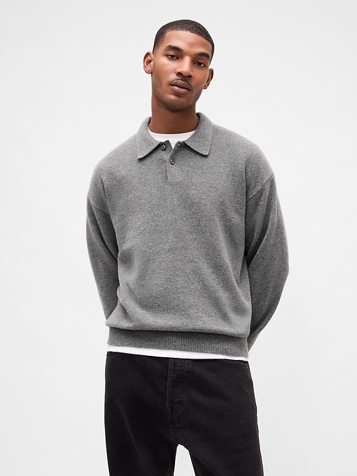 Image number 1 showing, CashSoft Relaxed Polo Sweater