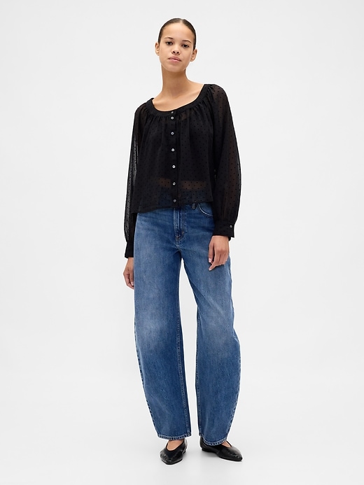 Image number 2 showing, Sheer Button-Front Top