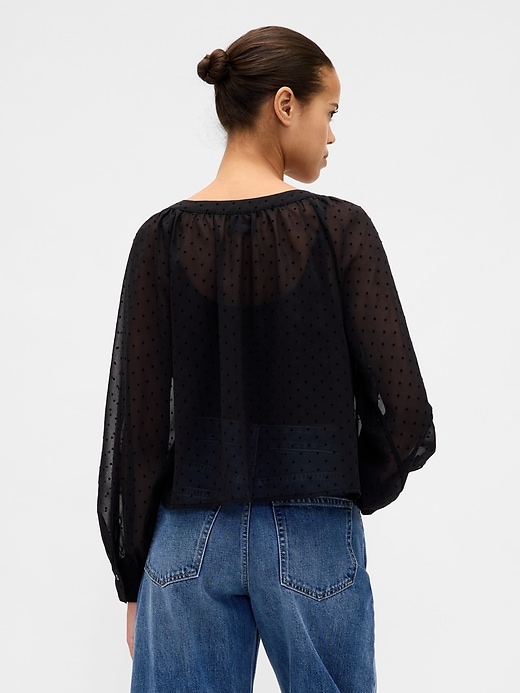 Image number 3 showing, Sheer Button-Front Top