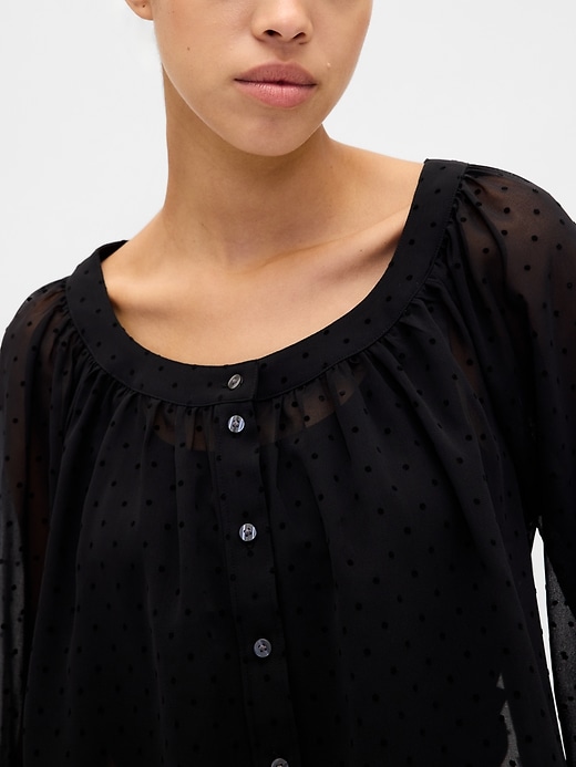 Image number 4 showing, Sheer Button-Front Top