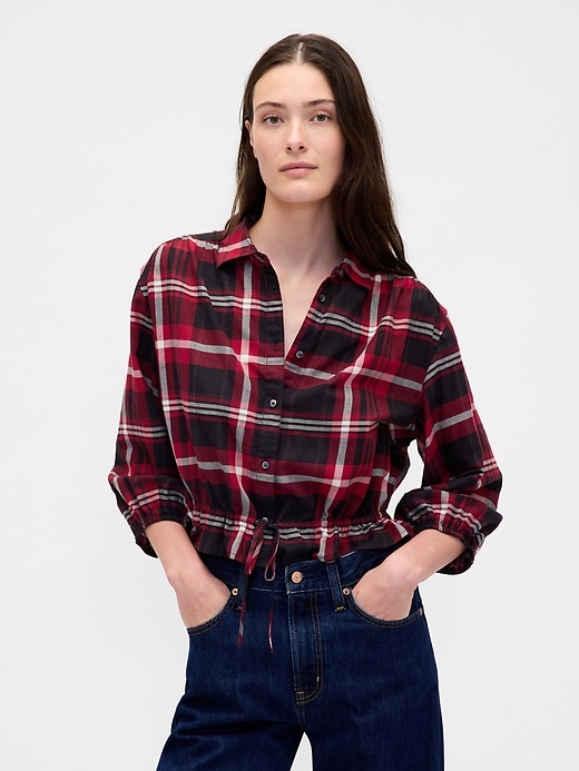 Image number 1 showing, Flannel Tie-Waist Top