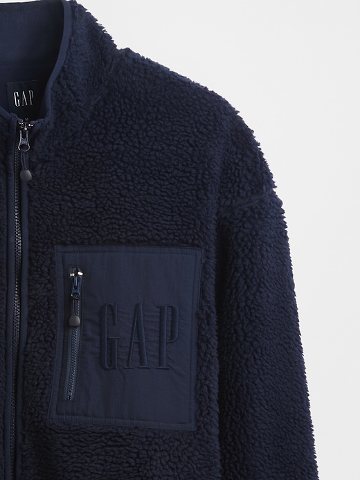 Image number 4 showing, Recycled Sherpa Oversized Logo Zip Jacket