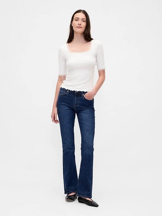 Image number 2 showing, Modal Rib Lace-Trim Square-Neck T-Shirt