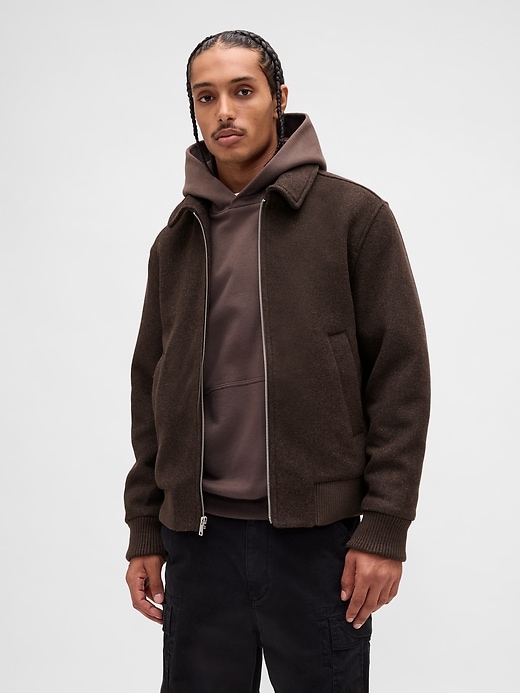 Image number 1 showing, Wool-Blend Bomber Jacket