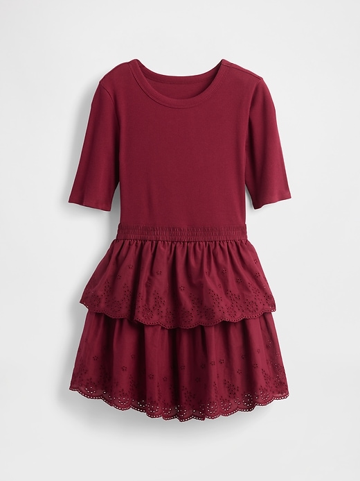 Image number 1 showing, Kids Mixed Media Eyelet Dress