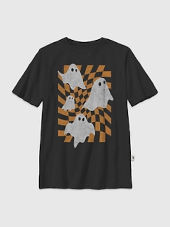 Kids Checkered Ghosts Graphic T-Shirt
