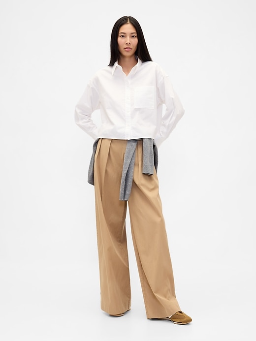 Image number 2 showing, Organic Cotton Straight-Hem Crop Shirt