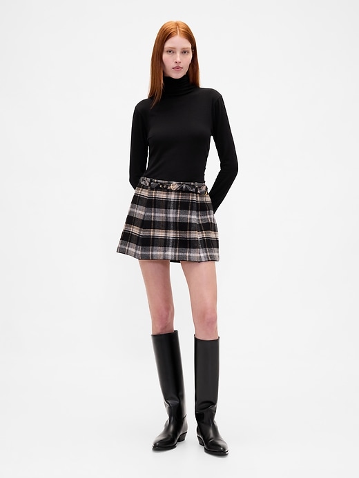 Image number 1 showing, Wool-Blend Pleated Mini Skort