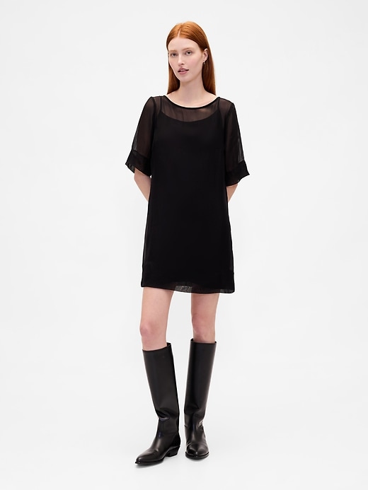Image number 1 showing, Sheer Organza Mini Shift Dress