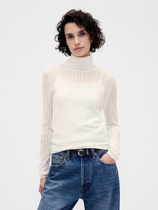 Image number 1 showing, Pointelle Turtleneck Sweater
