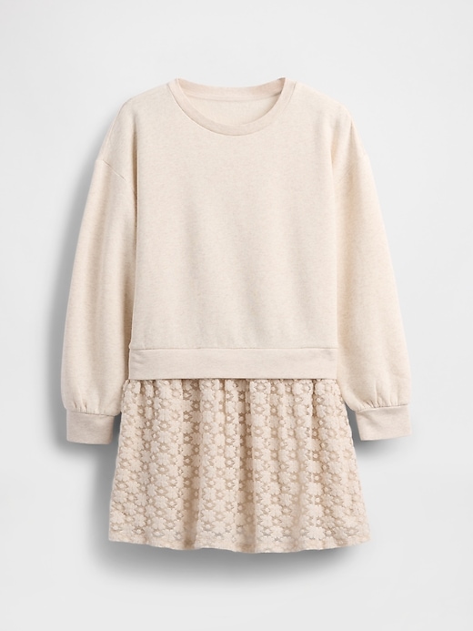 Image number 1 showing, Kids Oversized Mixed Media Sweatshirt Dress