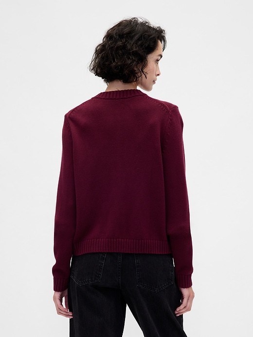 Image number 3 showing, 100% Cotton Crewneck Cardigan