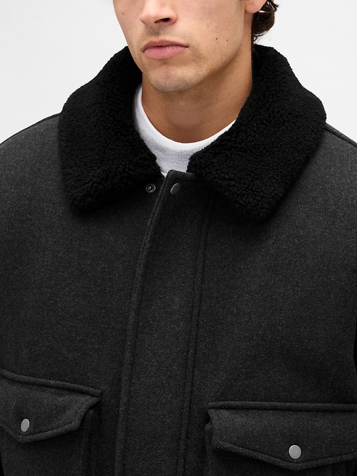 Image number 5 showing, Wool-Blend Relaxed Bomber Jacket