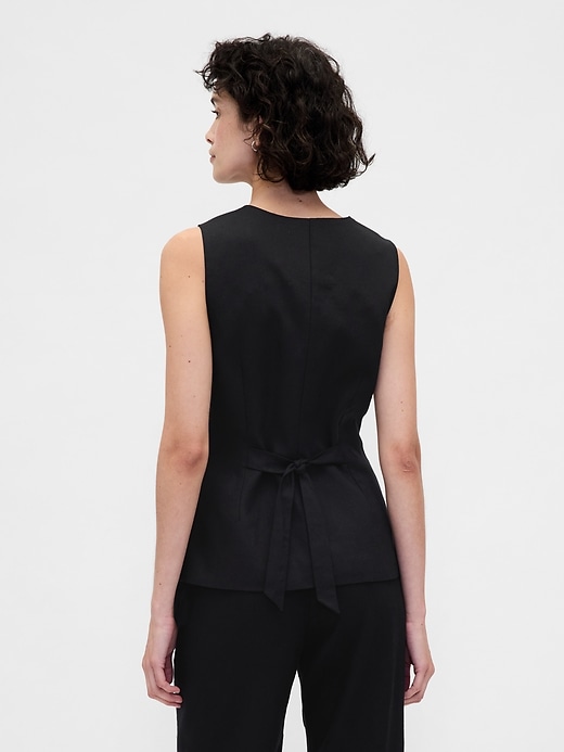Image number 3 showing, Linen-Blend Tie-Back Longline Vest