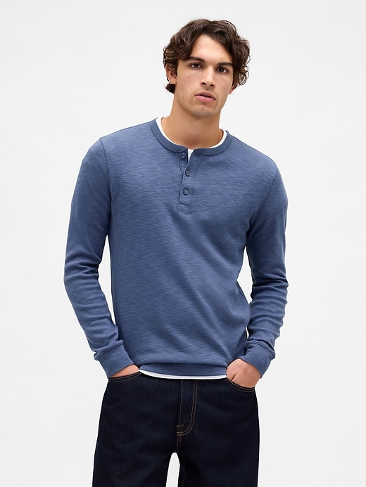 Image number 1 showing, Double-Knit Henley T-Shirt