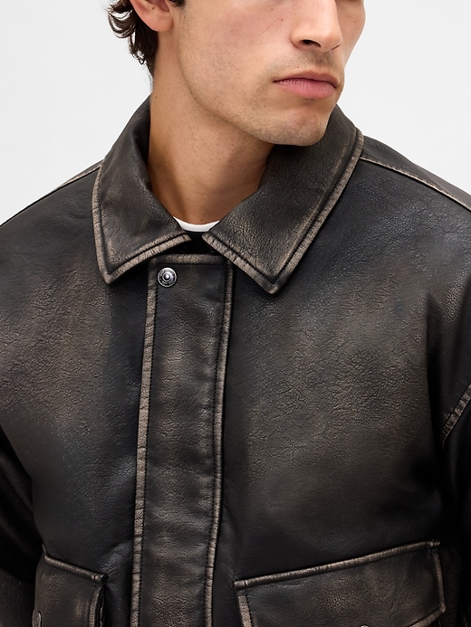 Image number 5 showing, Recycled Vegan Leather Bomber Jacket