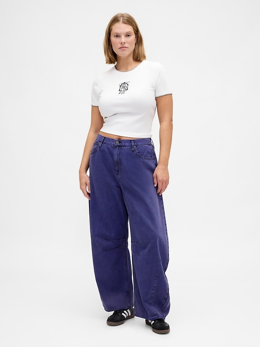 Image number 5 showing, Gap × Disney Tim Burton’s The Nightmare Before Christmas Mid Rise UltraSoft Barrel Jeans