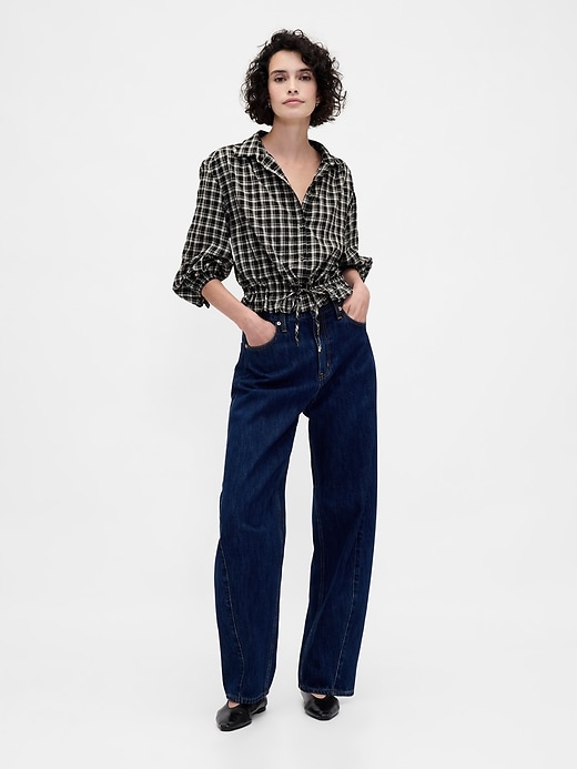 Image number 2 showing, Flannel Tie-Waist Top